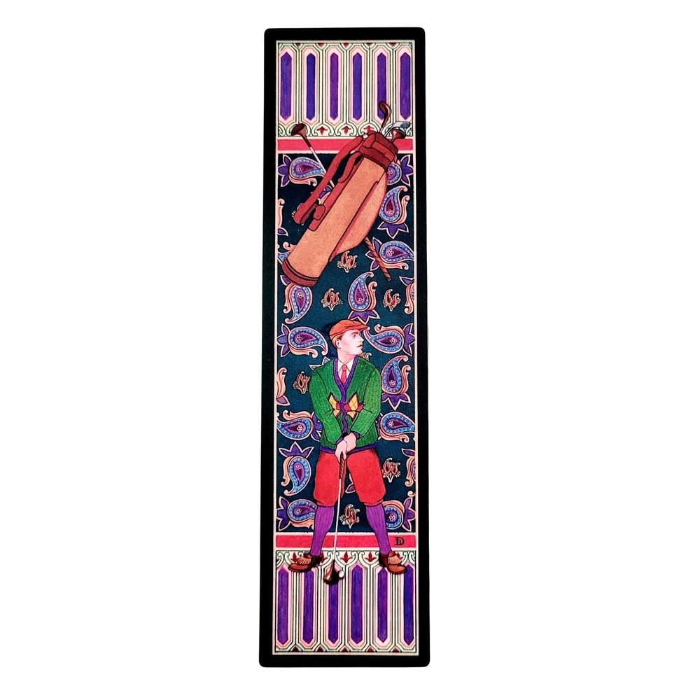 VTG 90s Golf Bookmark Gentleman's Pastimes, Deco Nouveau, Brehony- Artworks BD03